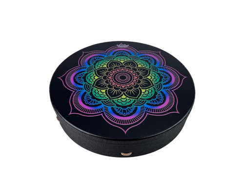 16" Printed Rainbow Mandala Buffalo Drum -andalarainbow cents